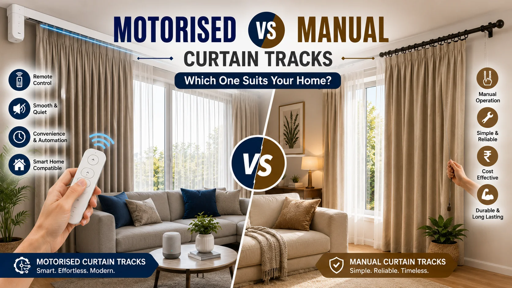 Motorised vs Manual Curtain Tracks: Which One Suits Your Home?