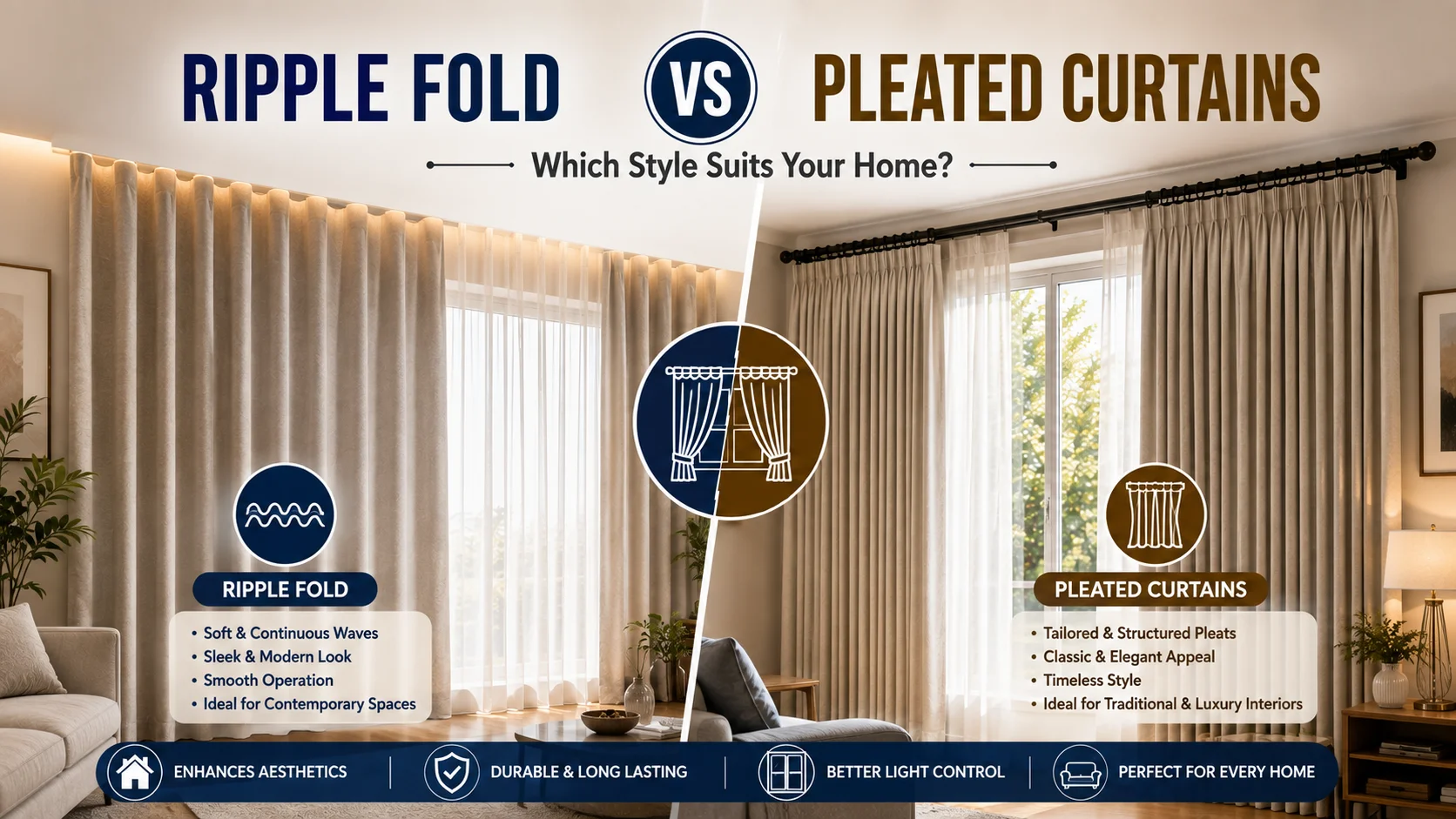 Ripple Fold vs Pleated Curtains: The Contemporary Choice for Modern Interiors